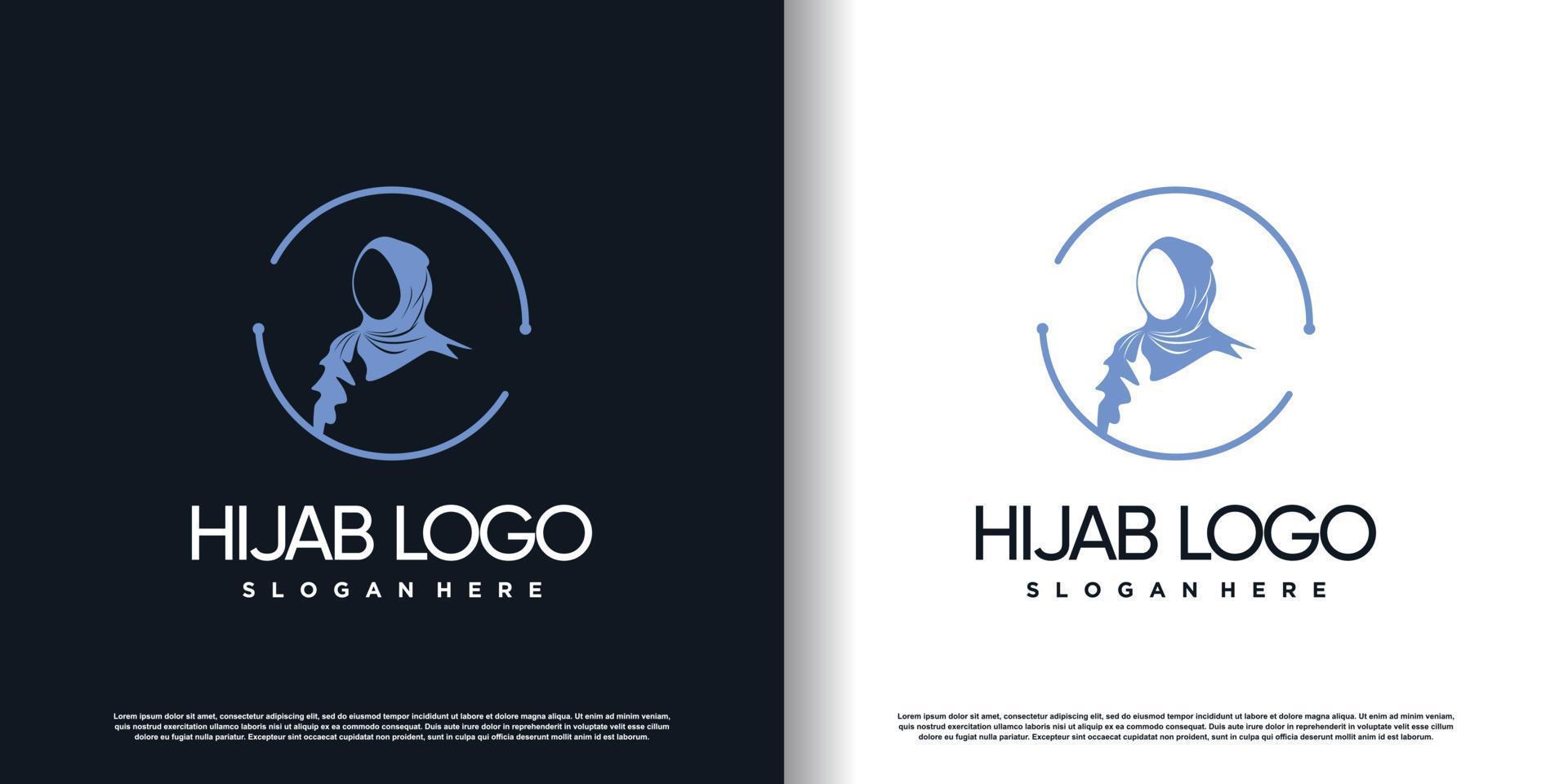 hijab logo with creative style concept premium vector