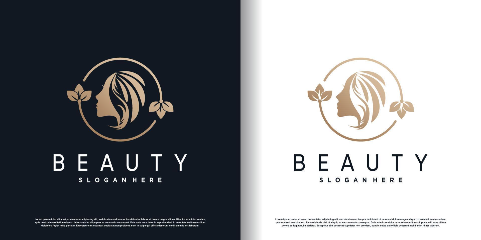 beauty logo design with creative concept premium vector