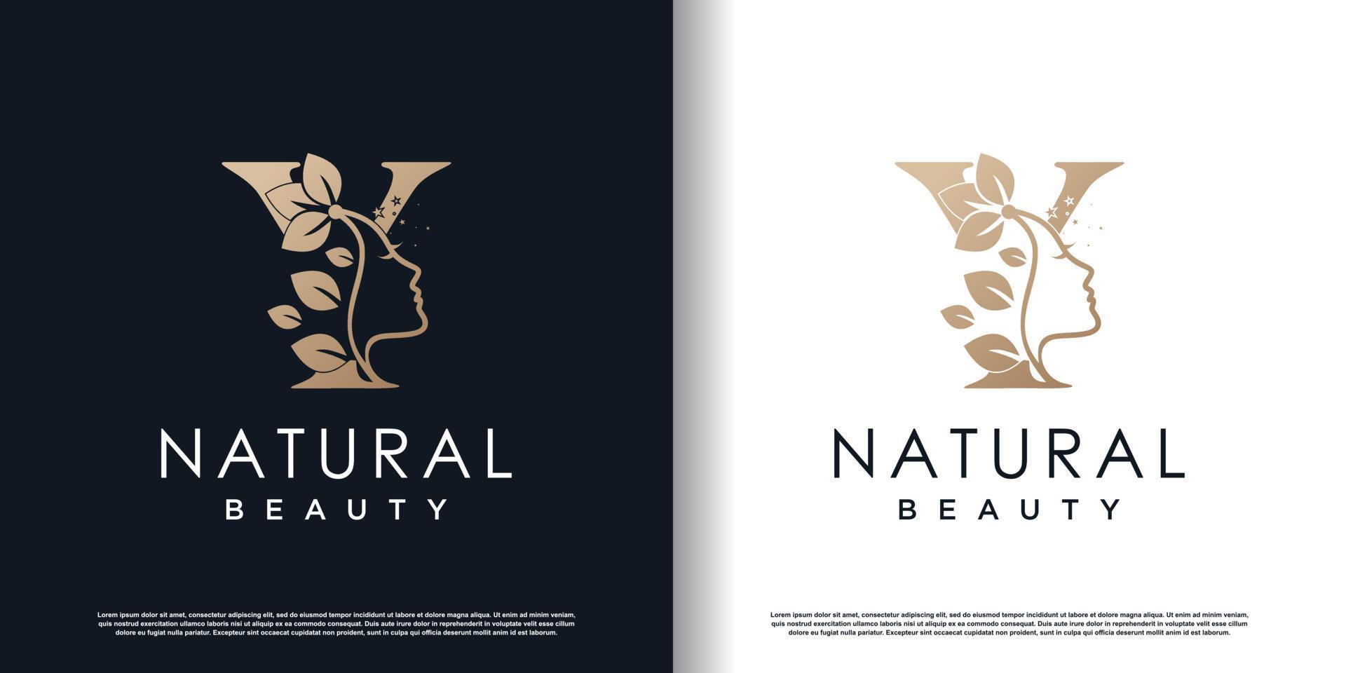 logotipo de la letra y con vector premium de concepto de belleza natural