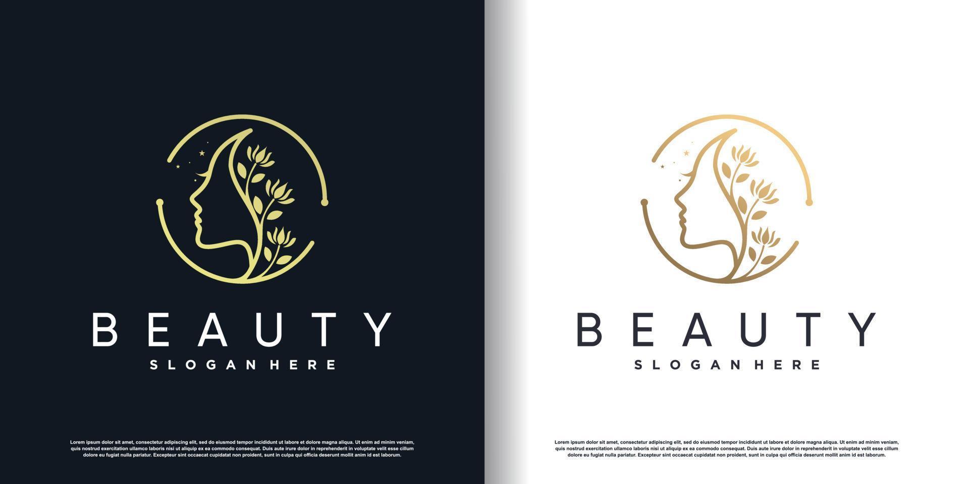 beauty logo design with creative concept premium vector