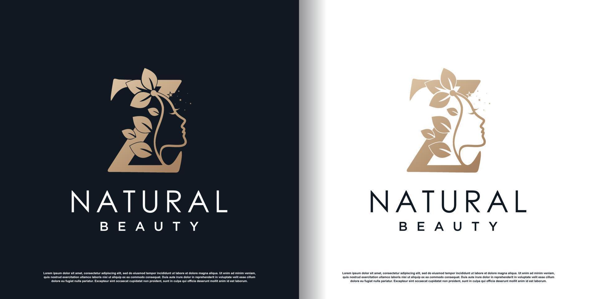 logotipo de la letra z con vector premium de concepto de belleza natural