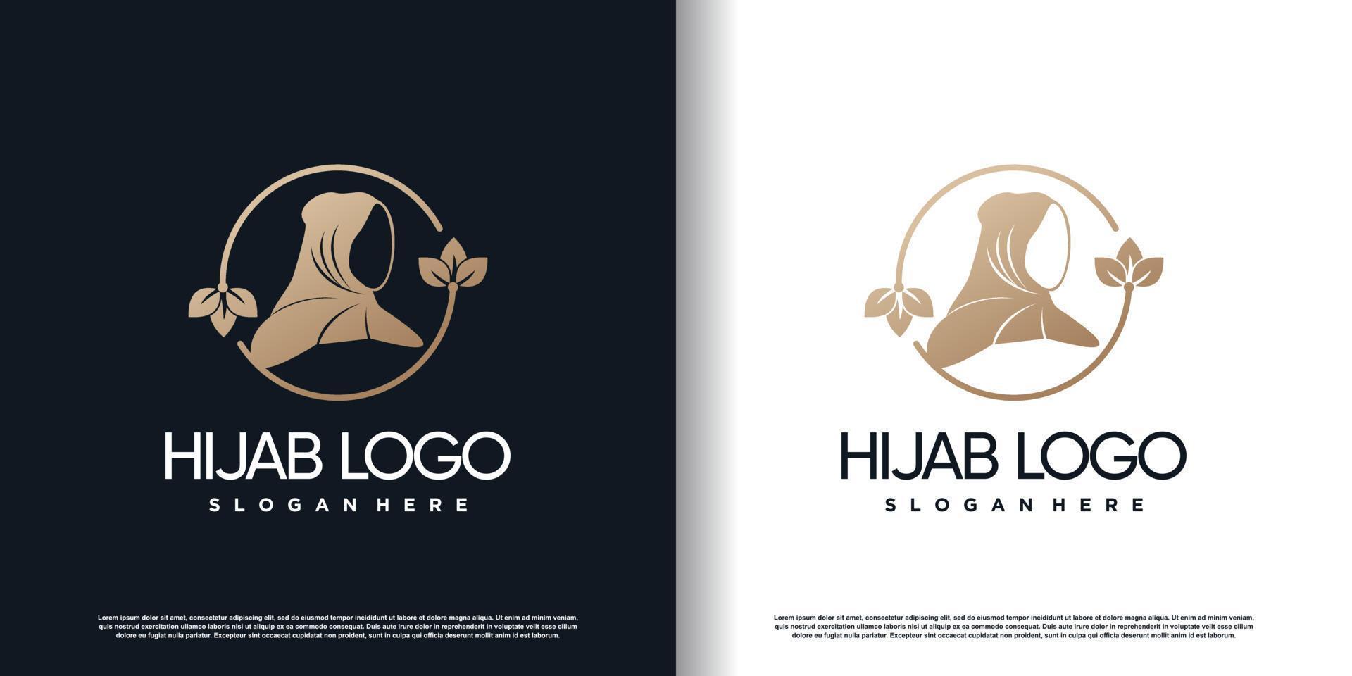 hijab logo with creative style concept premium vector