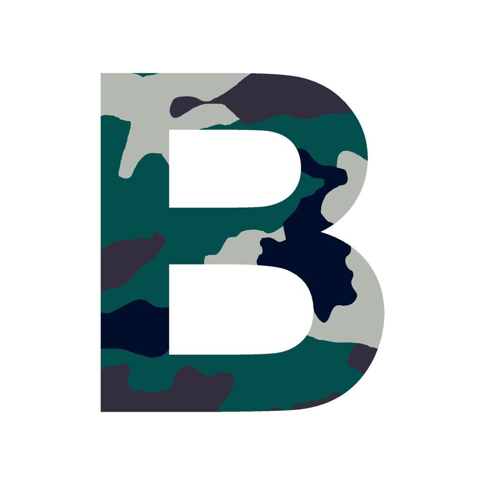 alfabeto inglés letra b, estilo caqui aislado sobre fondo blanco - vector
