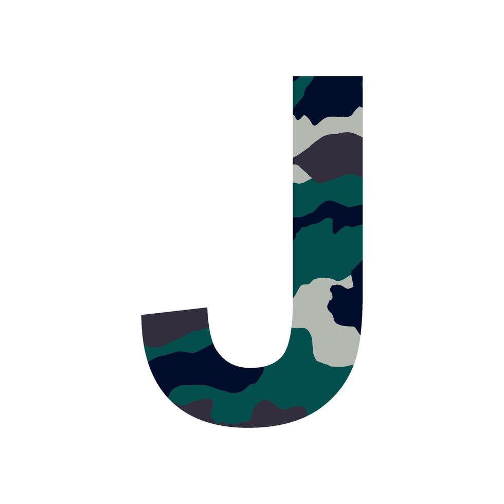 English alphabet letter J, khaki style isolated on white background - Vector