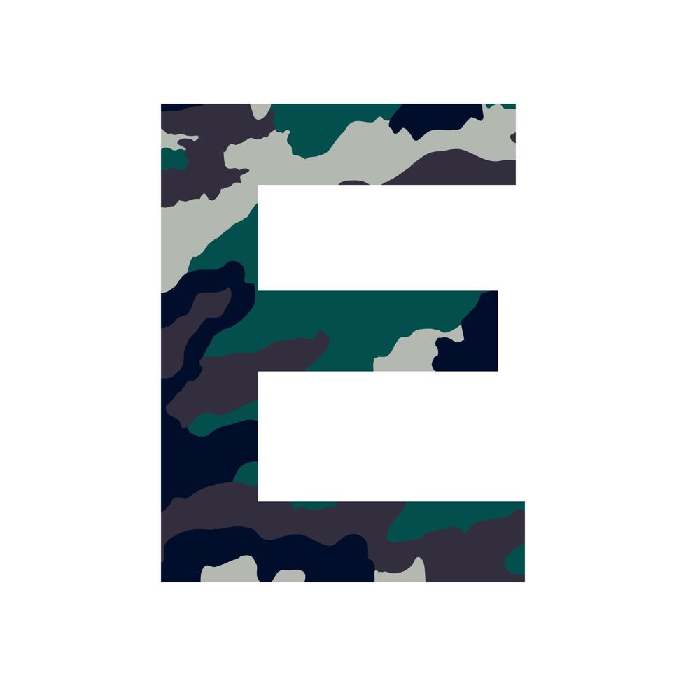 English alphabet letter E, khaki style isolated on white background - Vector