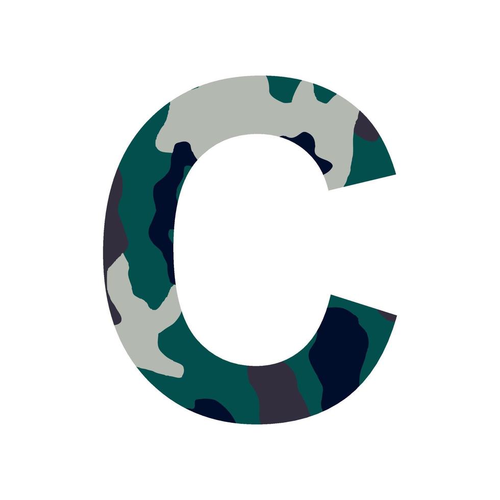 English alphabet letter C, khaki style isolated on white background - Vector