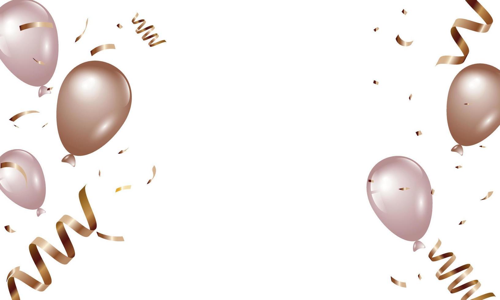 globos de aire rosa y crema con confeti. diseño de fondo de celebración. ilustración vectorial vector