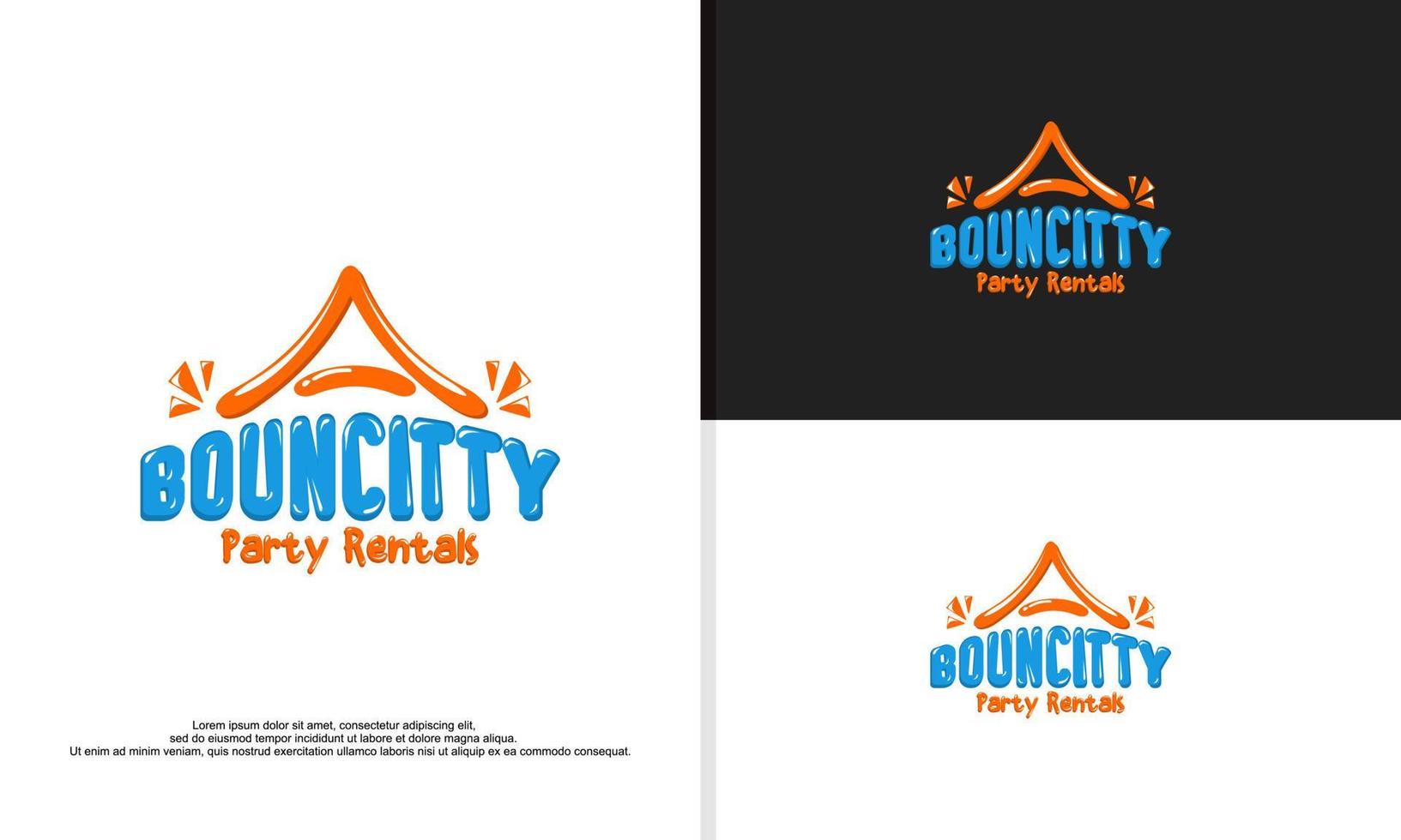 bounce party rentals logo, kids party logo vector