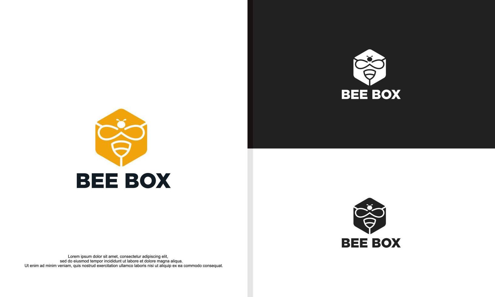 gráfico vectorial de ilustración de logotipo de abeja combinado con caja. vector