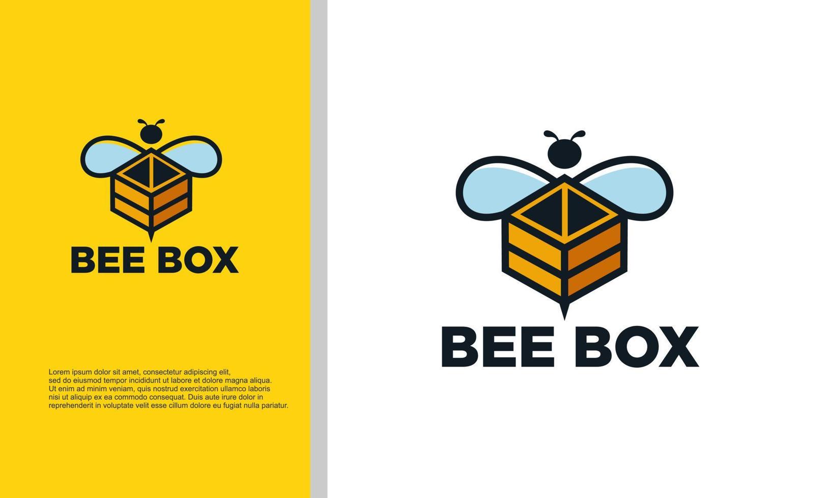 logo illustration vector graphic of bee combined with box.