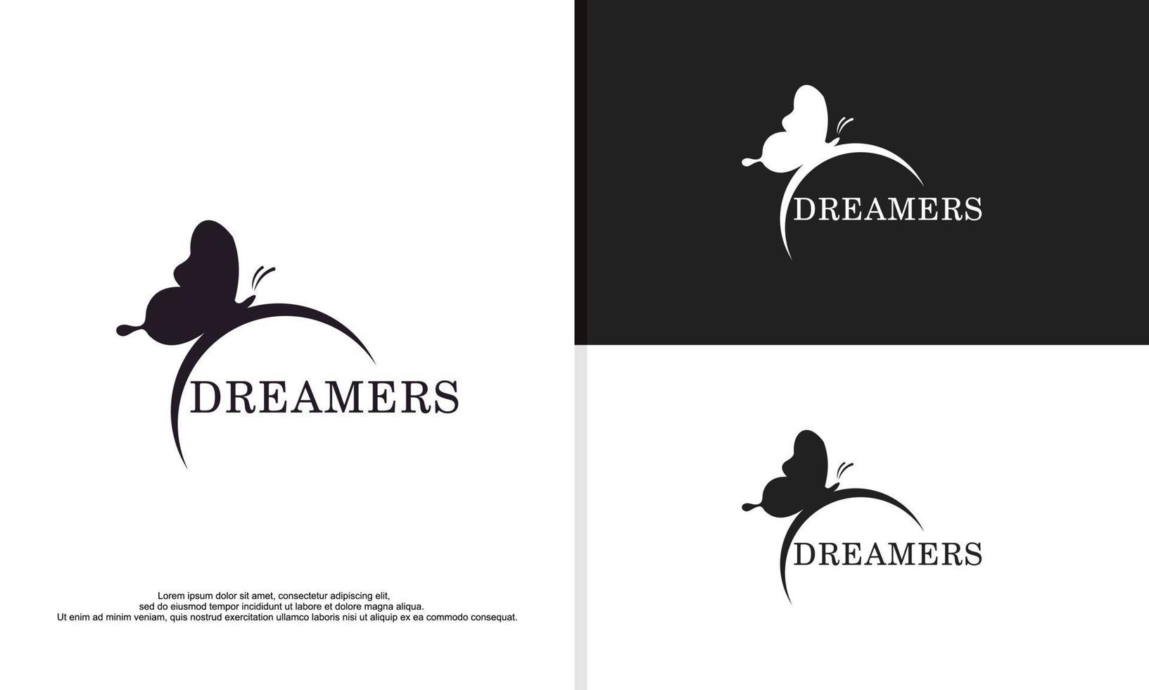 gráfico vectorial de ilustración de logotipo de mariposa combinado con luna, apto para empresas de belleza, etc. vector