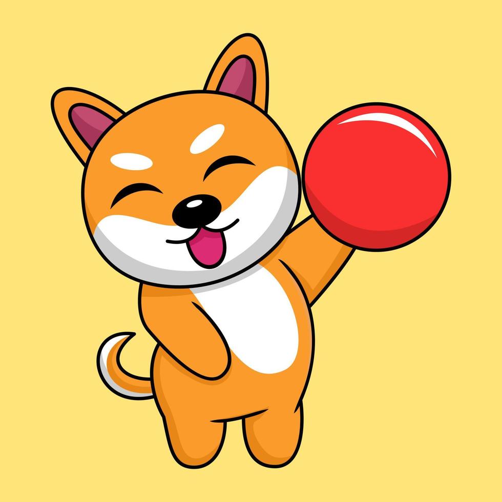 Vector illustration of cute shiba dog animal premium