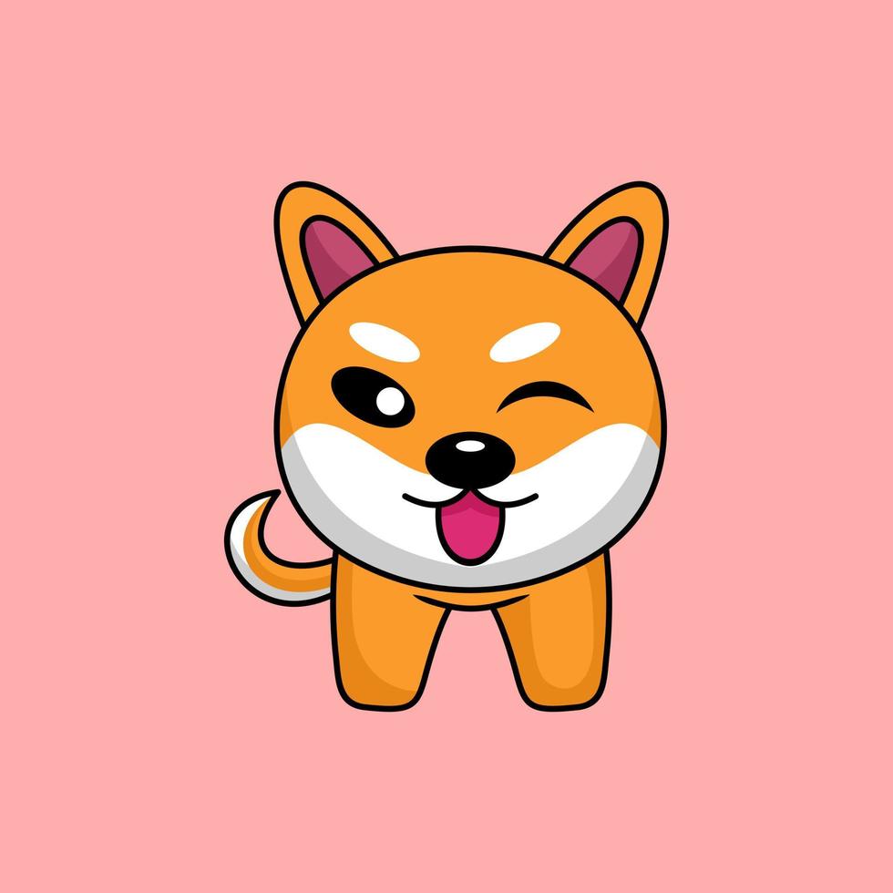 Vector illustration of cute shiba dog animal premium