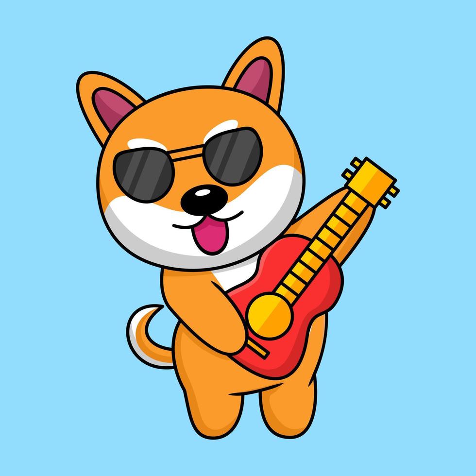 Vector illustration of cute shiba dog animal premium