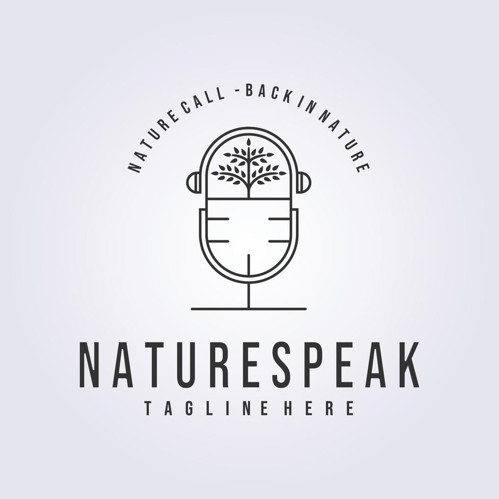 nature speak tree podcast logo vector illustration design