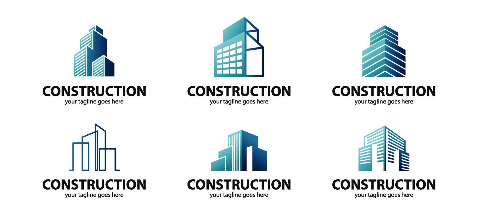 plantilla de conjunto de logotipo de construcción vector