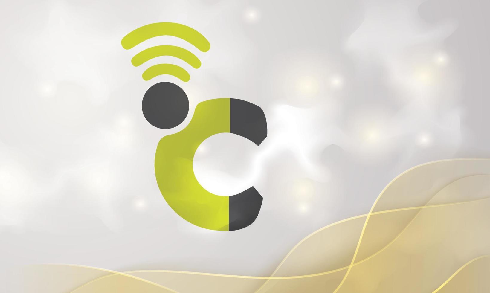 Illustration of the letter C with the wireless icon. Modern Vector Logo Letter C.Initial C design using circle stock illustration.