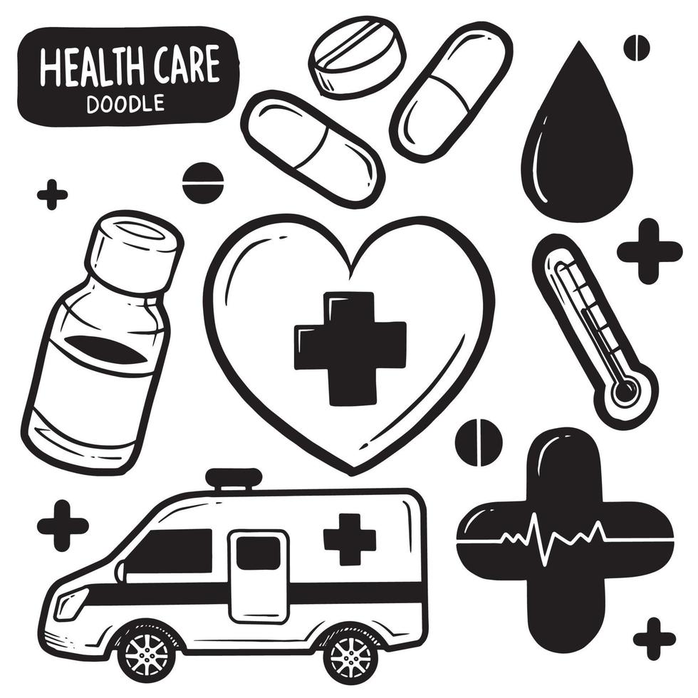 Health Care doodle art line art vector