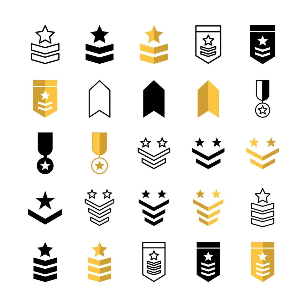 Plantillas de diseño de símbolo de icono de rango militar vector