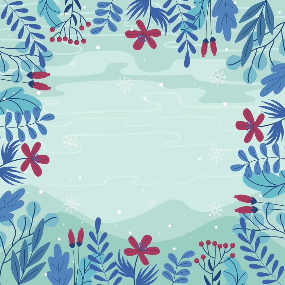 Border Background with Winter Floral Elements vector