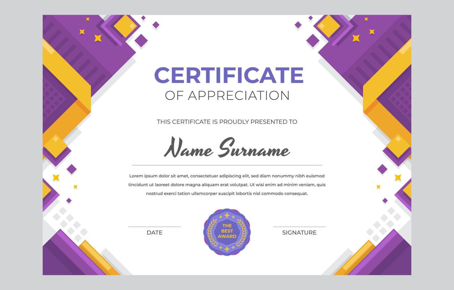 Flat Modern Certificate Concept vector