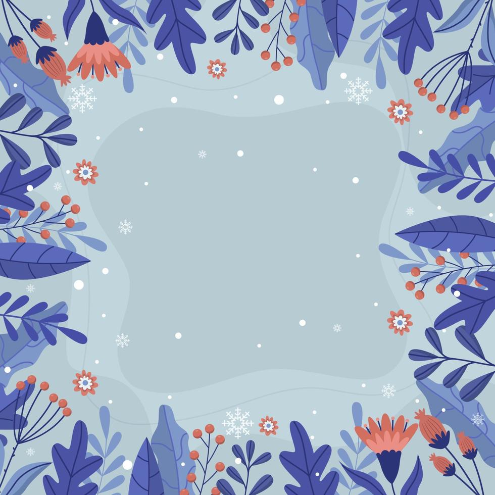 fondo de borde con elementos florales de invierno vector