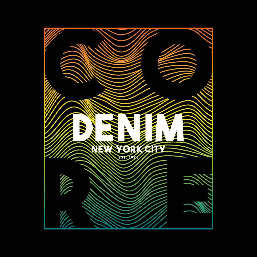 Core denim typography t shirt design vector