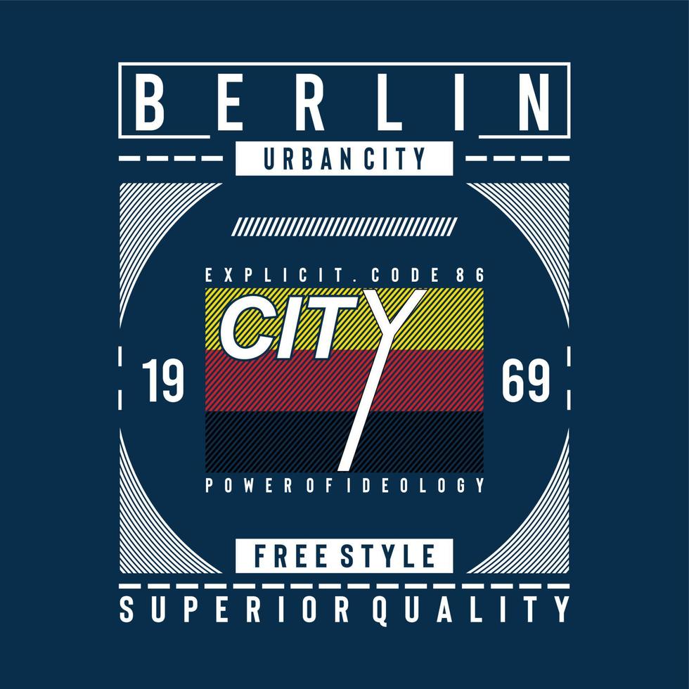 tipografía de la ciudad urbana de berlín para la impresión de camisetas, ilustración vectorial vector