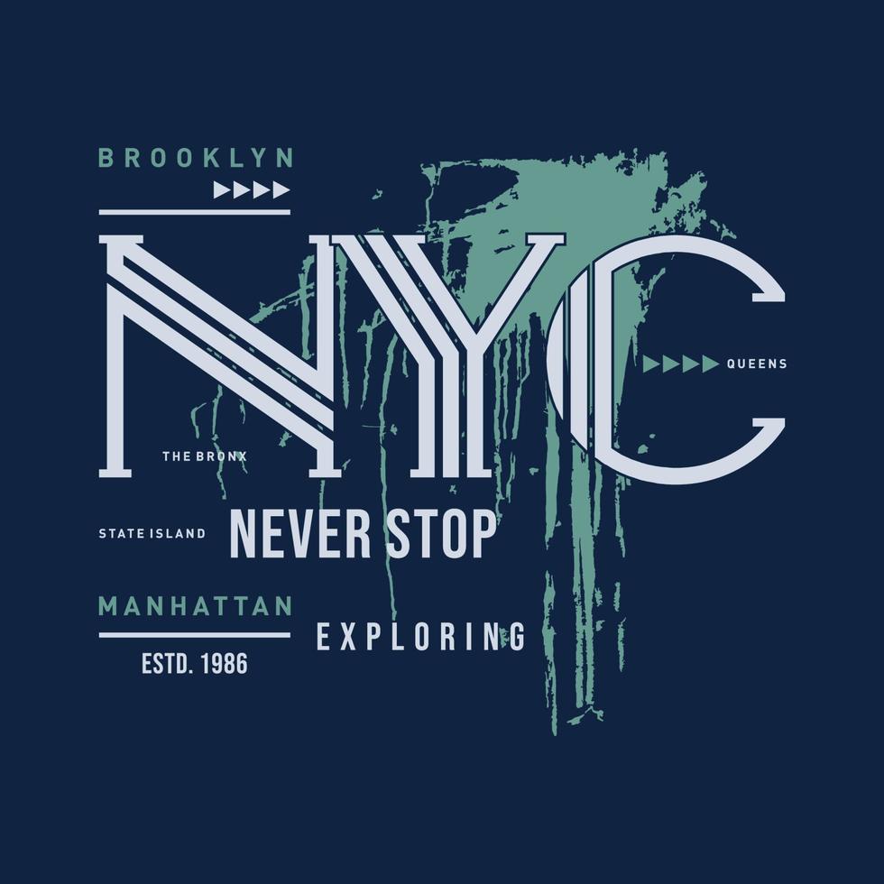 brooklyn nunca deja de explorar la tipografía gráfica abstracta para la impresión de camisetas vector