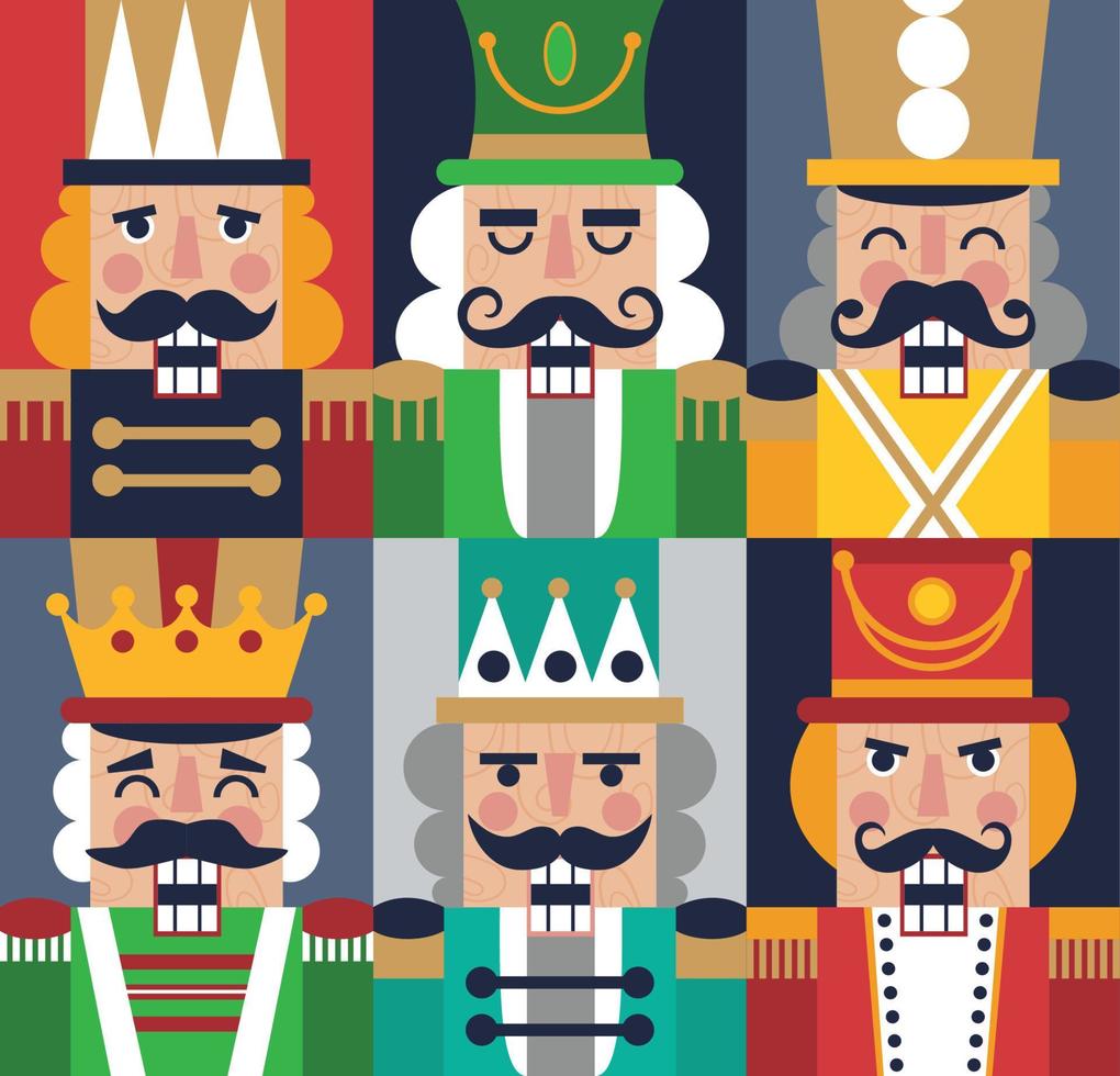 Christmas Nutcrackers Vector Illustration. Seamless new year pattern with toy soldiers.
