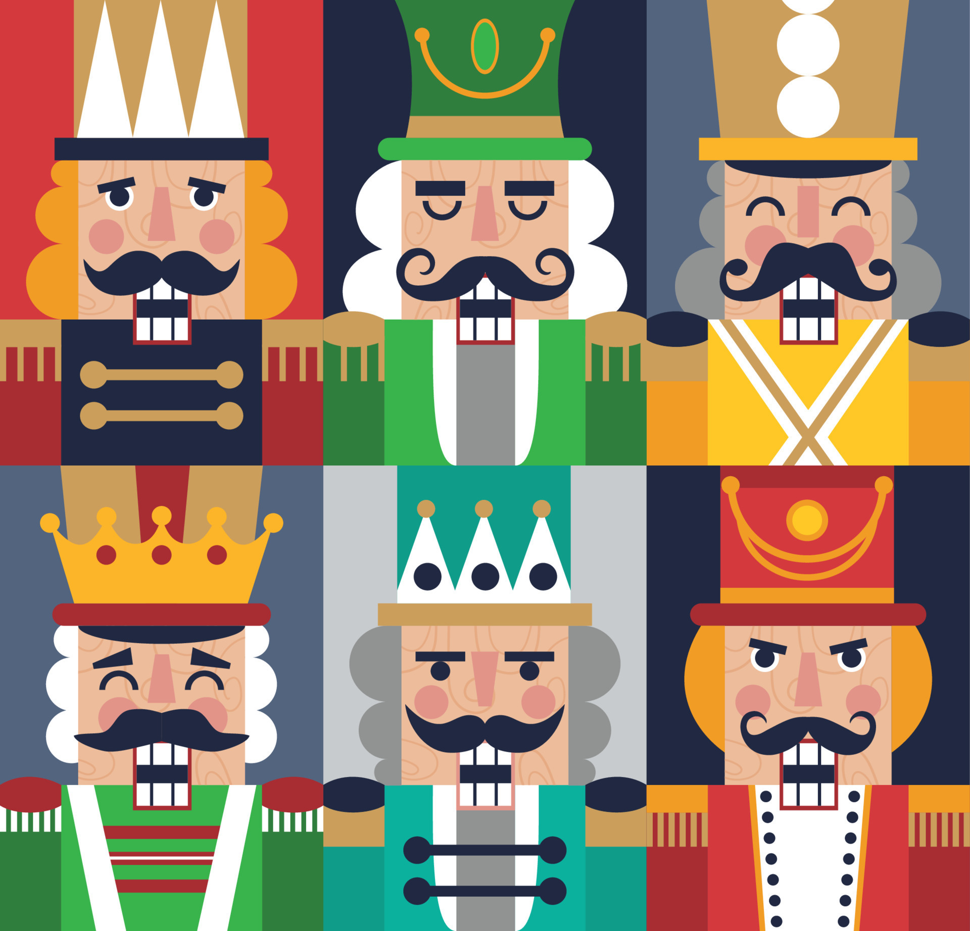 Christmas Nutcrackers Vector Illustration. Seamless new year pattern