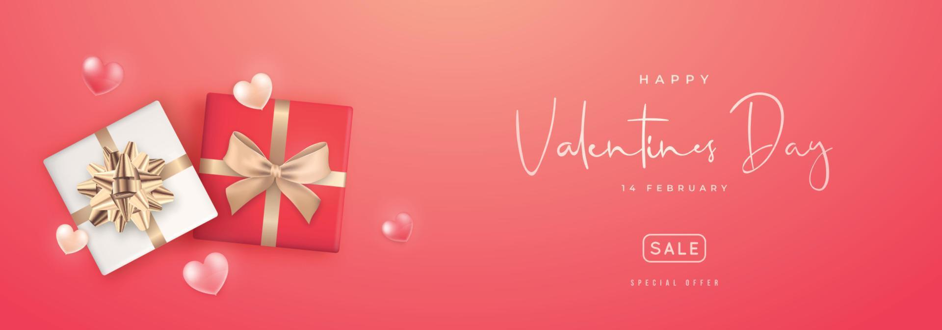 Long Horizontal Valentine's Day Sale Banner. vector