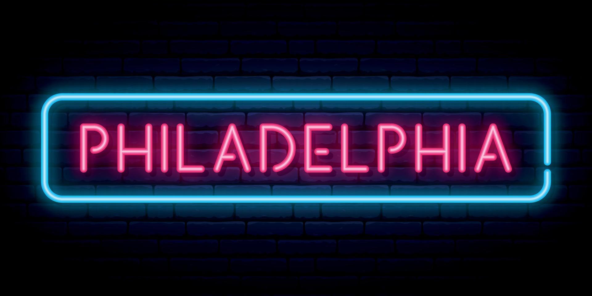 Philadelphia neon sign. vector