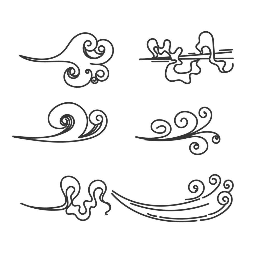 hand drawn doodle wind smoke blow illustration vector