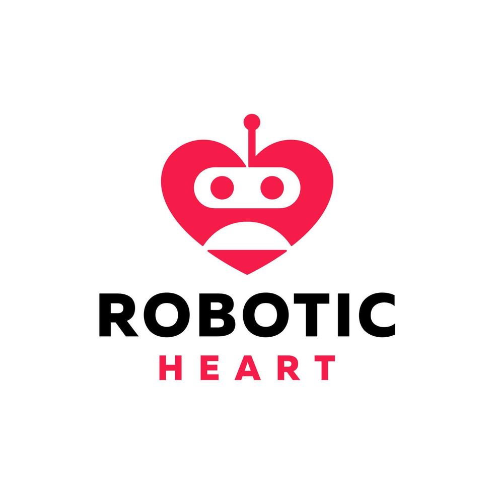 Robotic Love Heart Logo Icon Vector Illustration