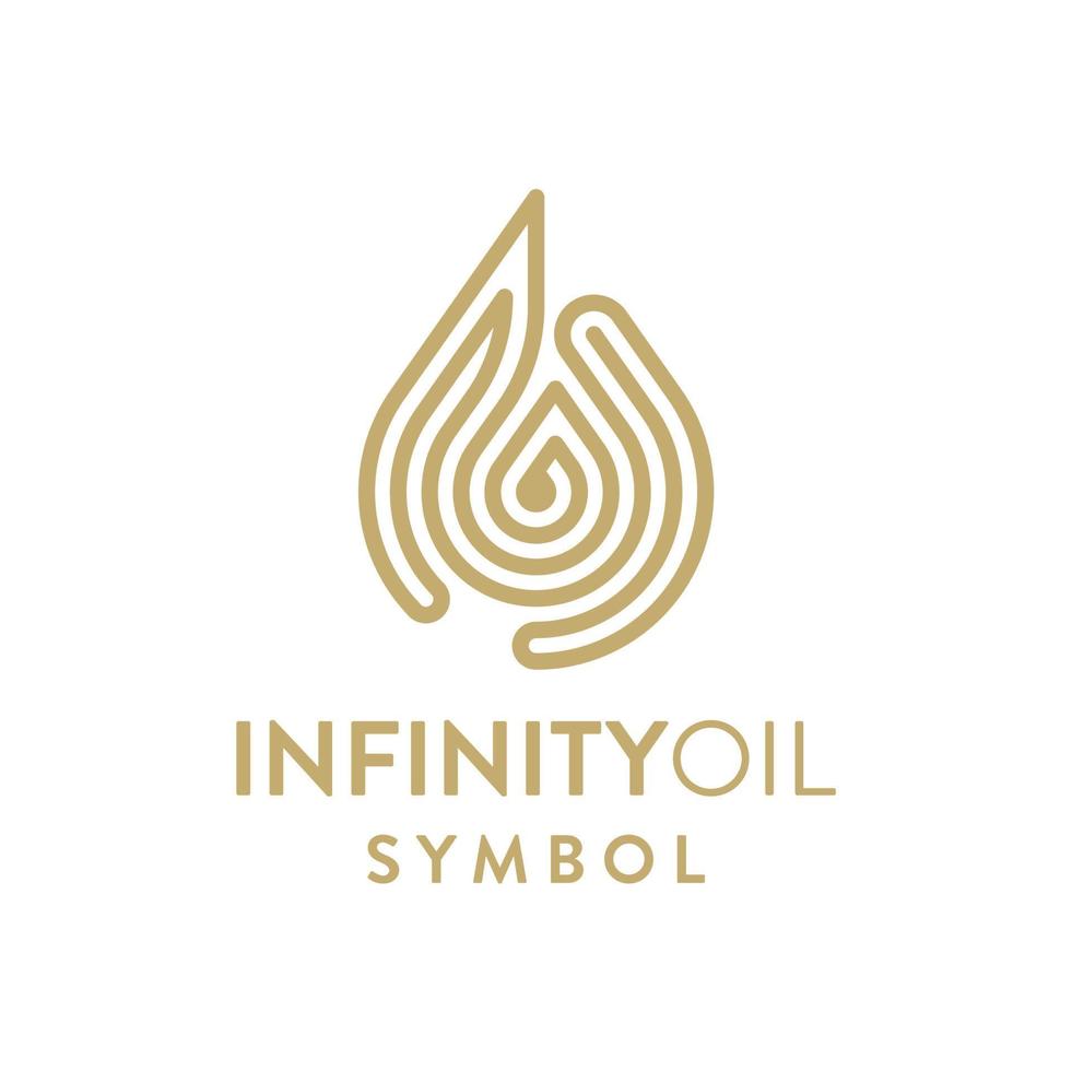 Gold Infinity Oil Drops Linear Logo Design vector