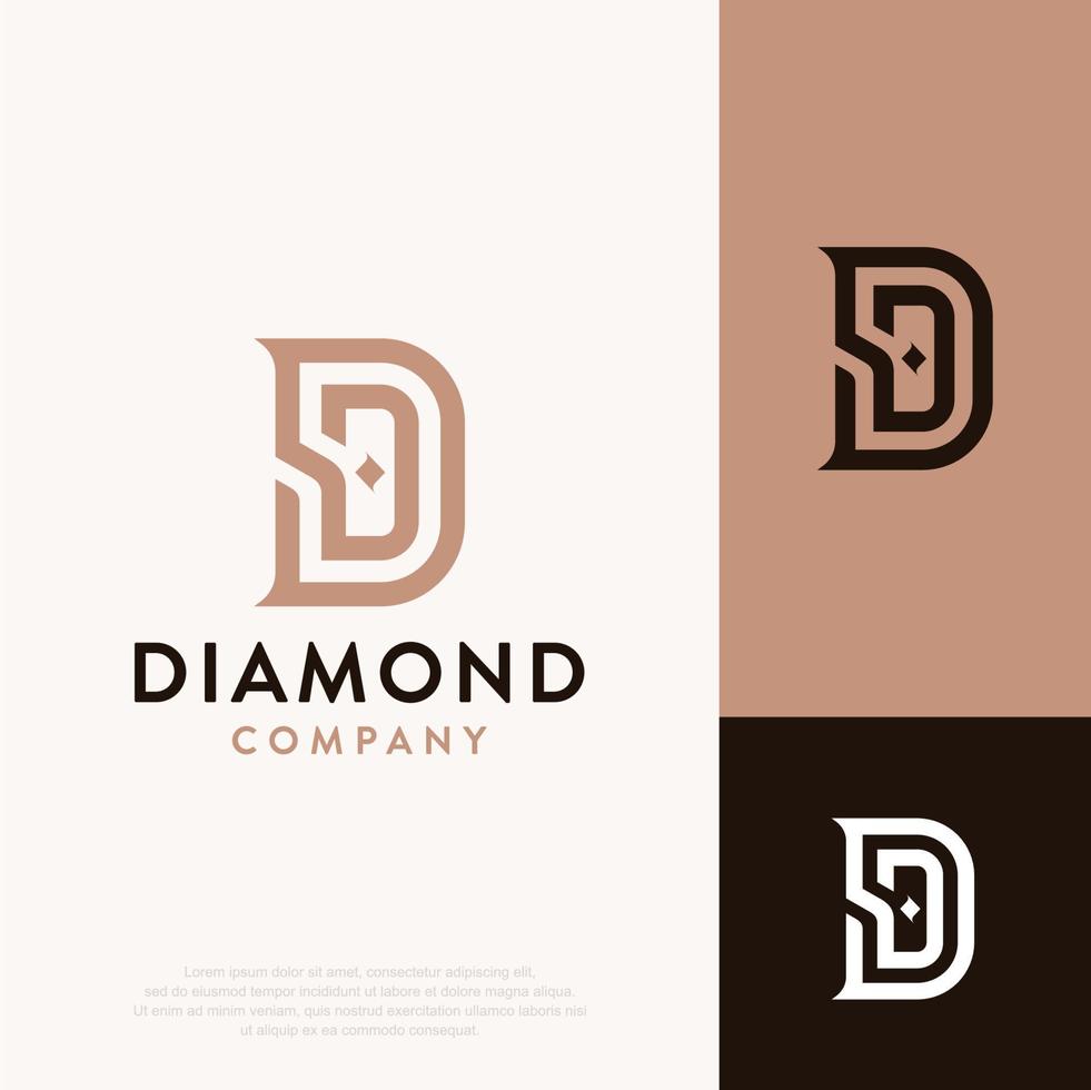 Simple Elegant Luxury Monogram Initial Letter D Logo Design vector