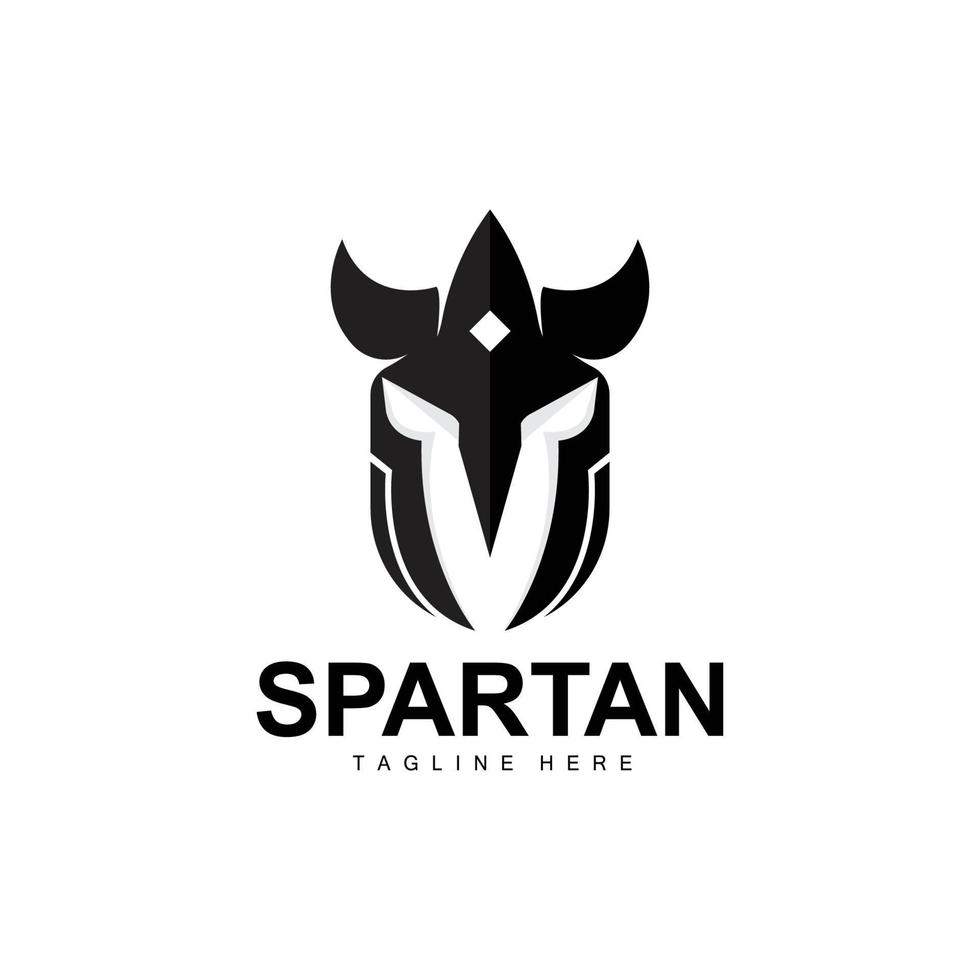 logo espartano, vector de traje de casco de guerra, icono de armadura bárbara, vikingo, diseño de gimnasio, fitness