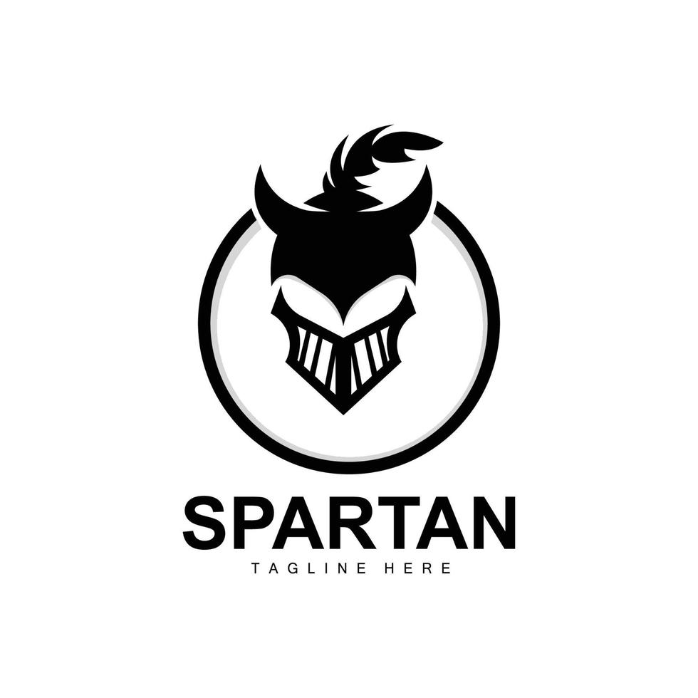 logo espartano, vector de traje de casco de guerra, icono de armadura bárbara, vikingo, diseño de gimnasio, fitness