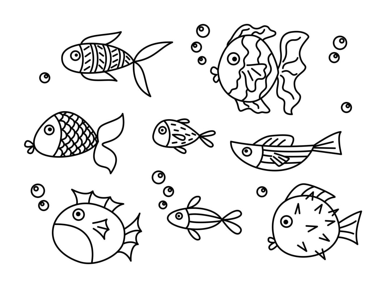 lindo pez en estilo garabato. ilustración vectorial vector