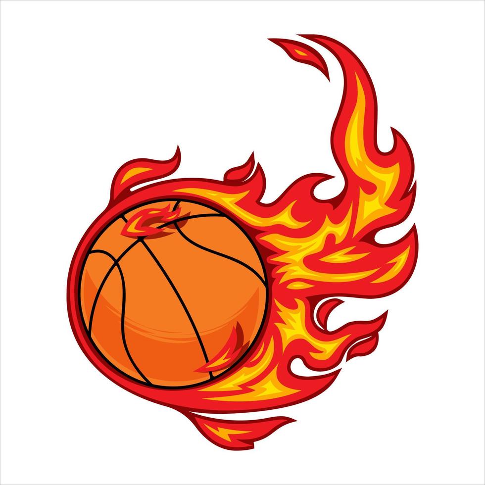 baloncesto en la ilustración de vector de fuego.