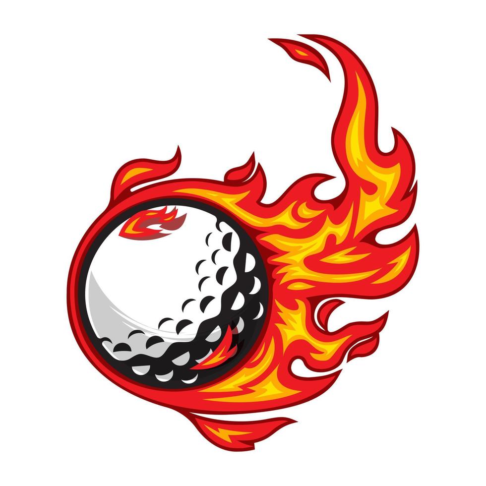 pelota de golf en la ilustración de vector de fuego.