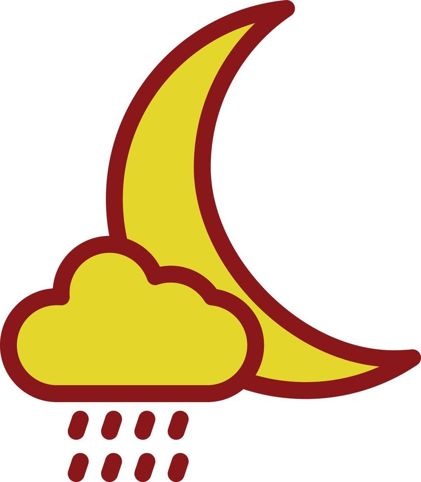 Cloud Moon Rain Vector Icon Design