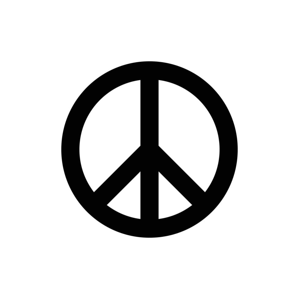 Peace symbol. Black on white background. Vector illustration of isolated sign of peace. Pacifistic icon