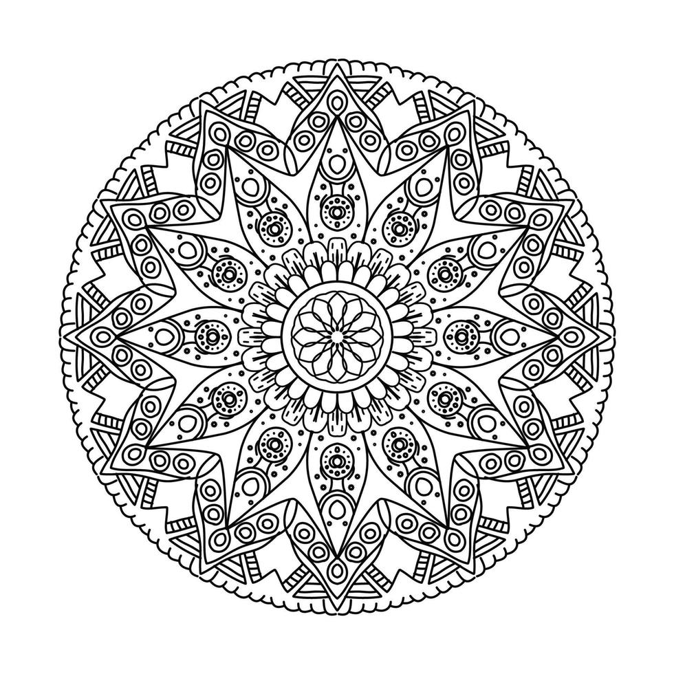 mandala negro para el diseño. diseño de patrón circular de mandala para henna, mehndi, tatuaje, decoración. ornamento decorativo en estilo étnico oriental. página de libro para colorear vector