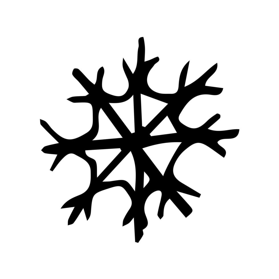 Ilustración de copo de nieve de vector dibujado a mano de fideos. imágenes prediseñadas aisladas sobre fondo blanco. ilustración de alta calidad para decoración, decoración navideña, impresión, postales.