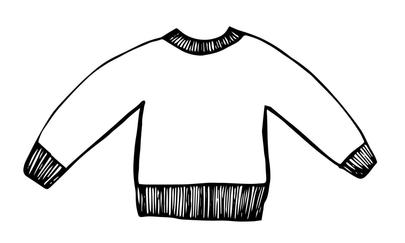 Vector sweater illustration. Wool knitted sweater on white background. Clip art for holiday decor, stickers, textile.