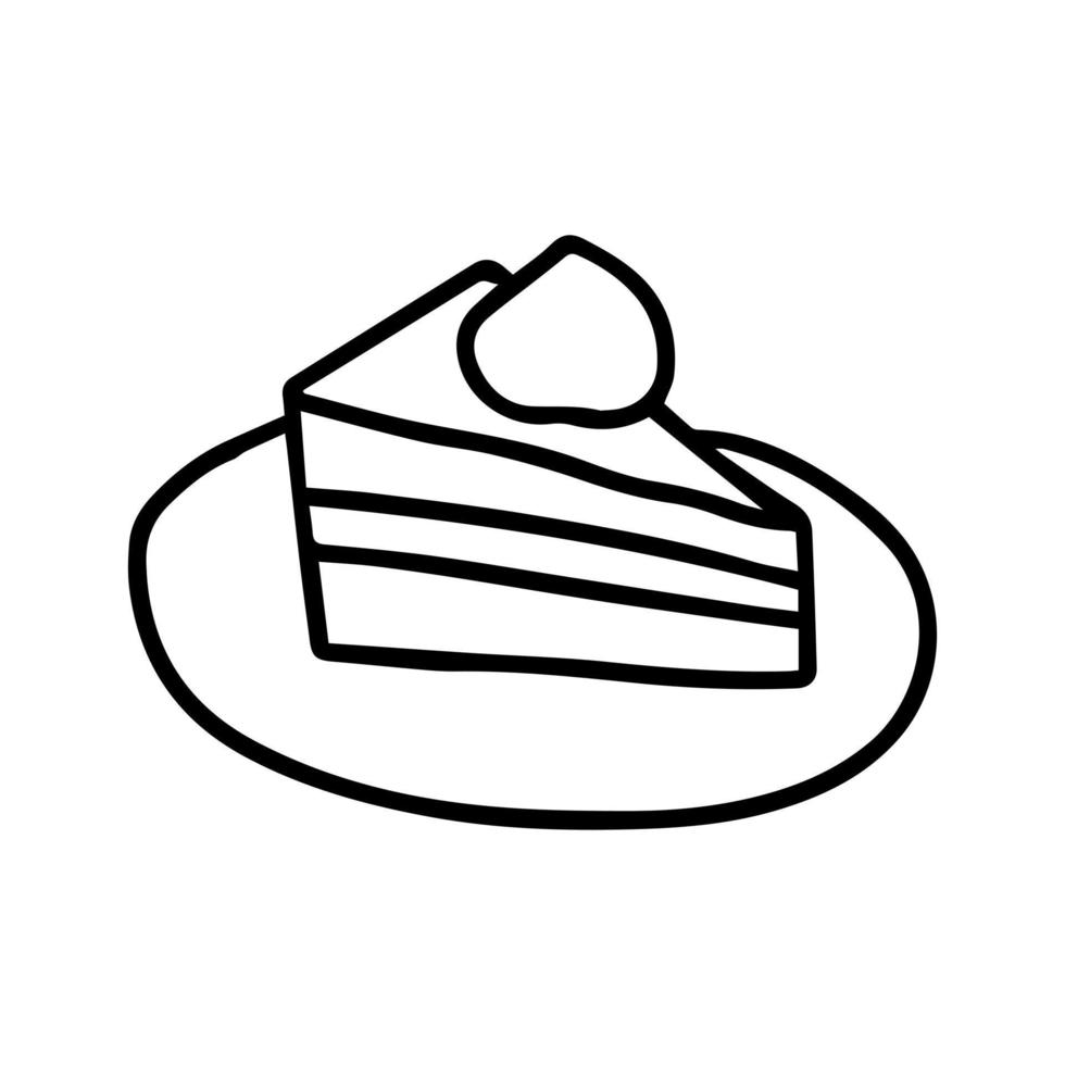 Slice of cake on plate vector illustration