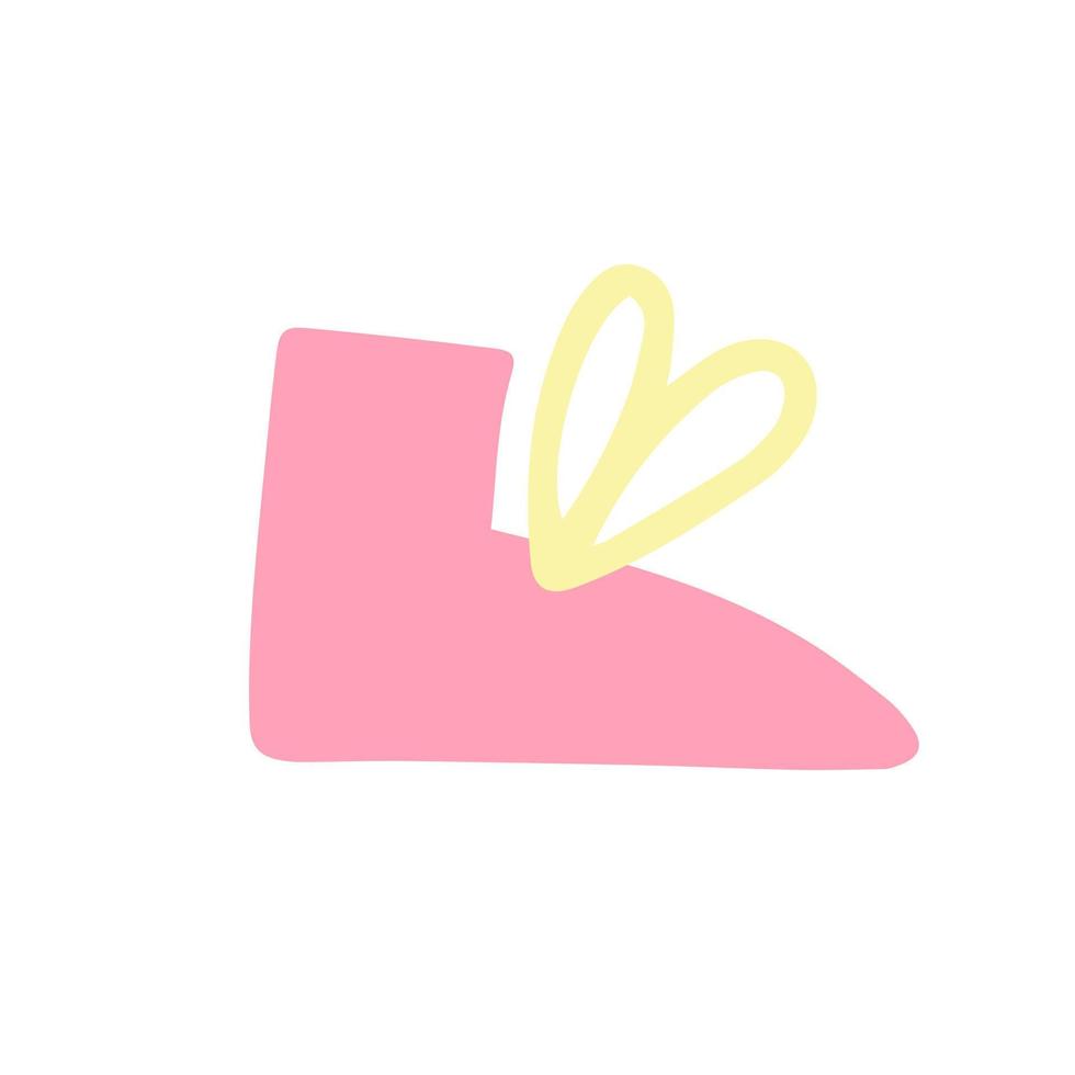 Pink shoe vector. Hand drawn doodle boot vector