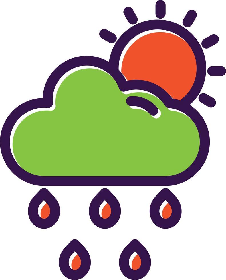 Cloud Sun Rain Vector Icon Design